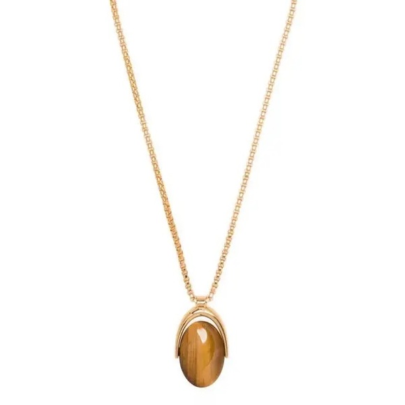 TOM FORD Tigers Eye Brass Pendant Necklace